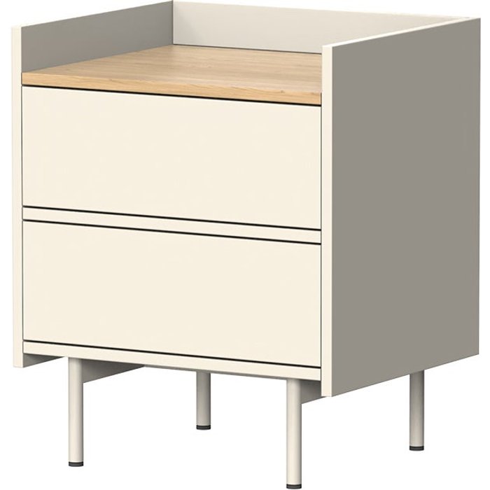 Vicco mesilla de noche velina, crema, 48 x 58 cm con 2 cajones