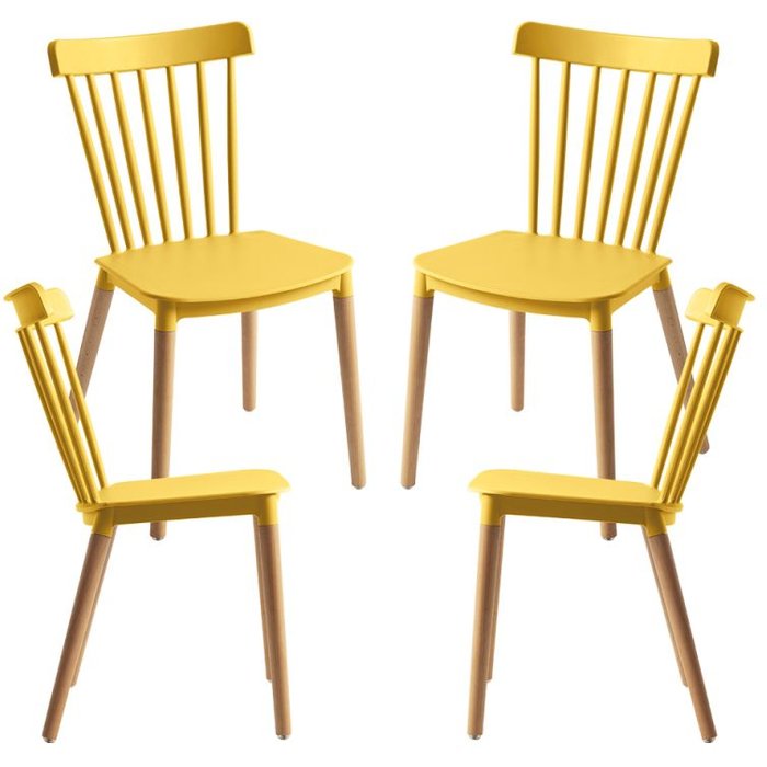 Regalos miguel - packs sillas comedor - pack 4 sillas leka - amarillo