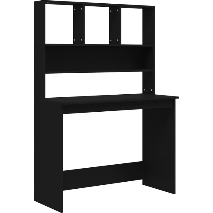 Escritorio con estantes madera contrachapada negro 102x45x148cm - comfortxl