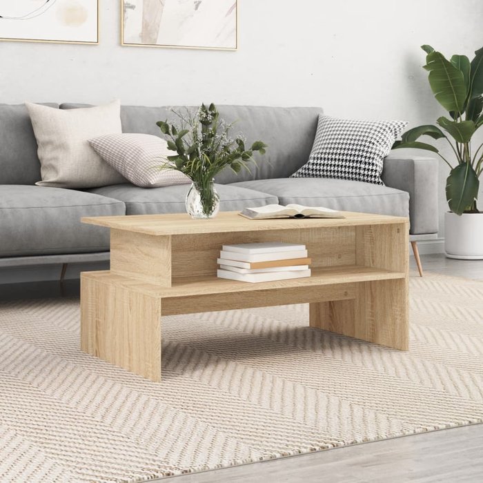 Mesa de centro roble sonoma 90x55x42,5 cm madera contrachapada