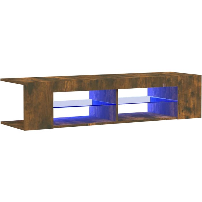Mueble tv con luces led roble ahumado 135x39x30 cm