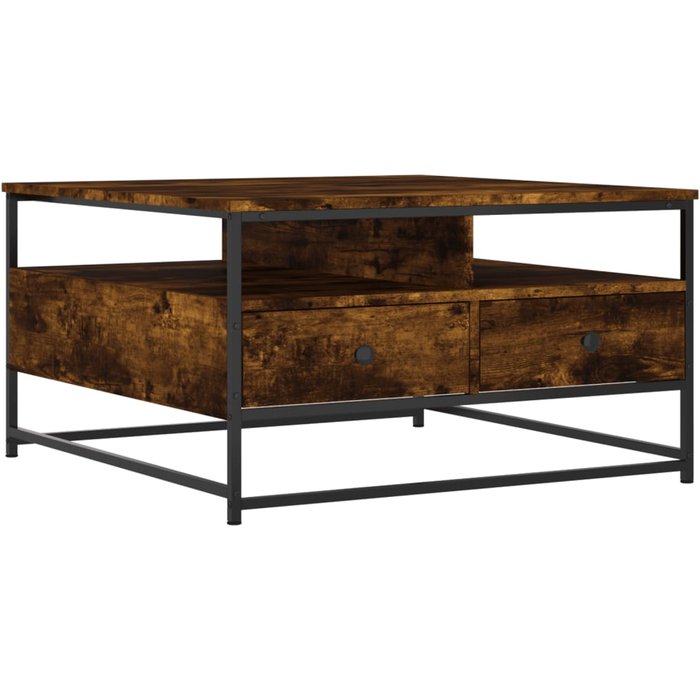 Mesa de centro madera de ingeniería roble ahumado 80x80x45 cm - comfortxl