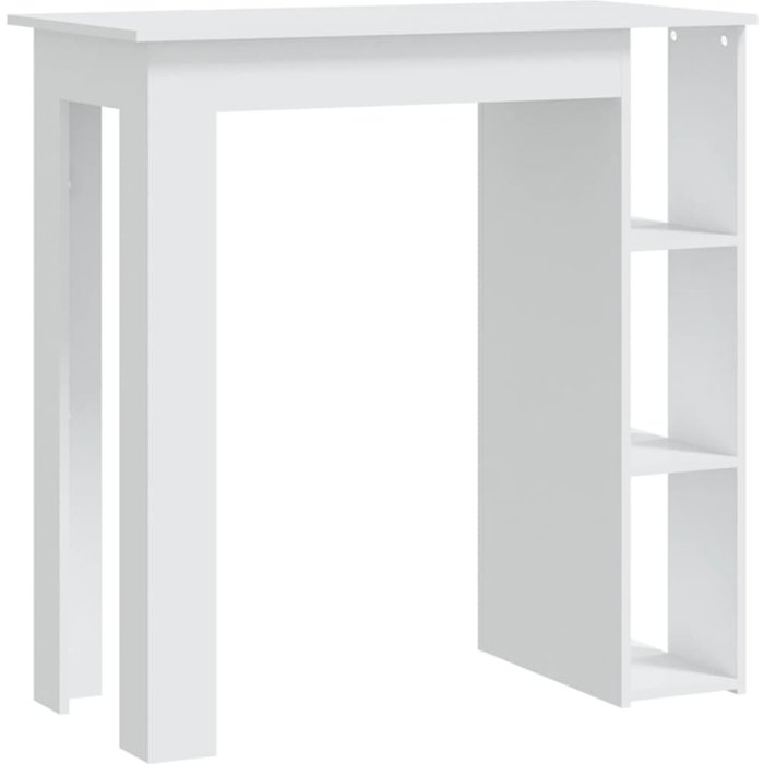 Mesa bar con estante madera contrachapada blanco 102x50x103,5cm