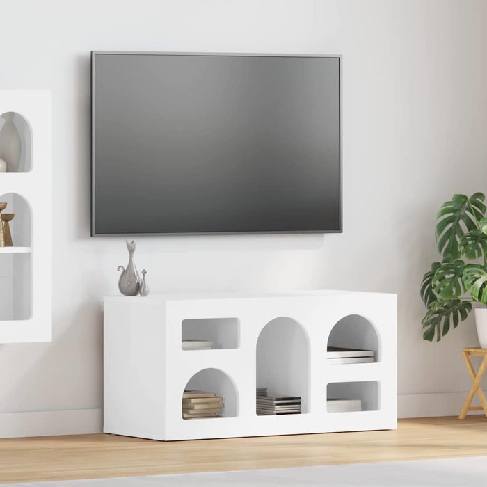 Mueble de tv blanco brillante, 80 x 35 x 40 cm, madera de ingeniería