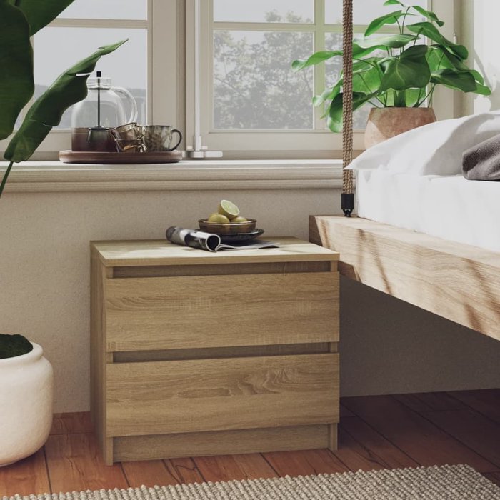 Mesita de noche madera contrachapada roble sonoma 50x39x43,5 cm - comfortxl