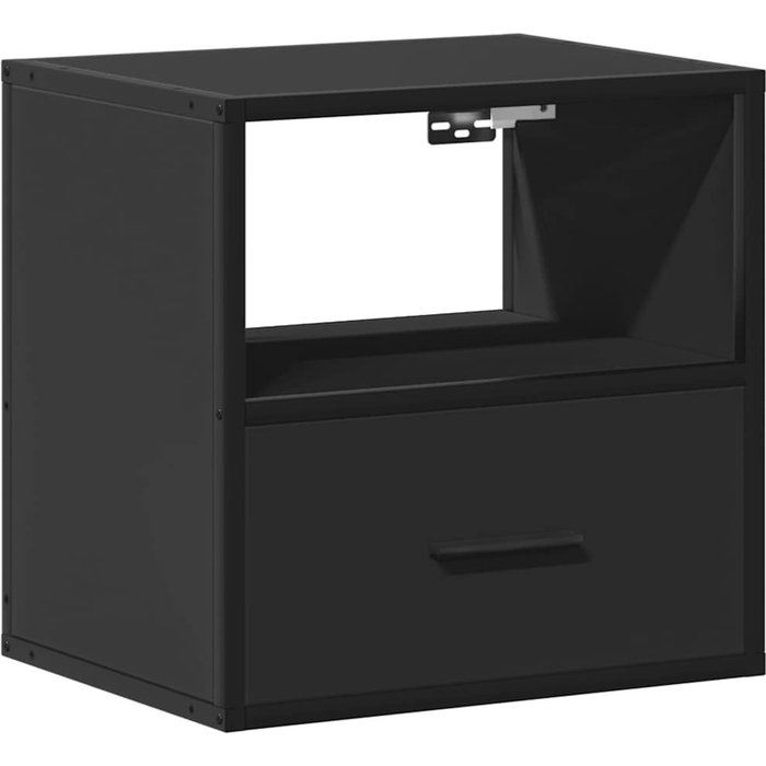Mesita de noche,mesilla de noche de pared negra 40x31x39,5 cm cfw137075