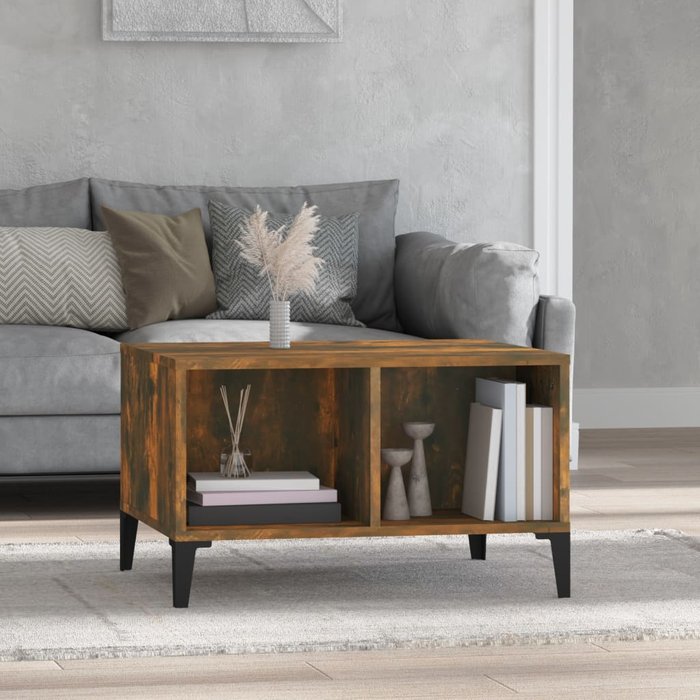 Mesa de centro roble ahumado 60x50x36,5 cm madera contrachapada