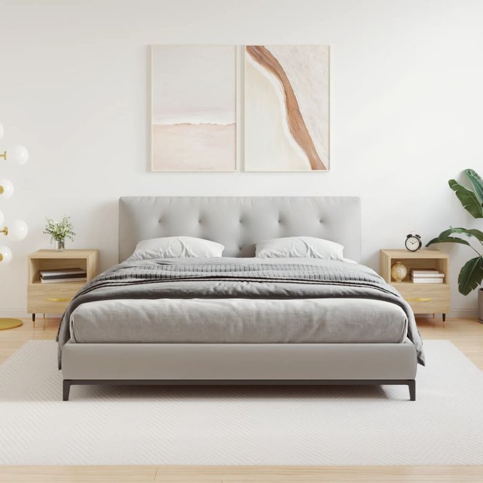 Mesita noche 2 uds madera ingeniería roble sonoma 40x35x47,5 cm - comfortxl