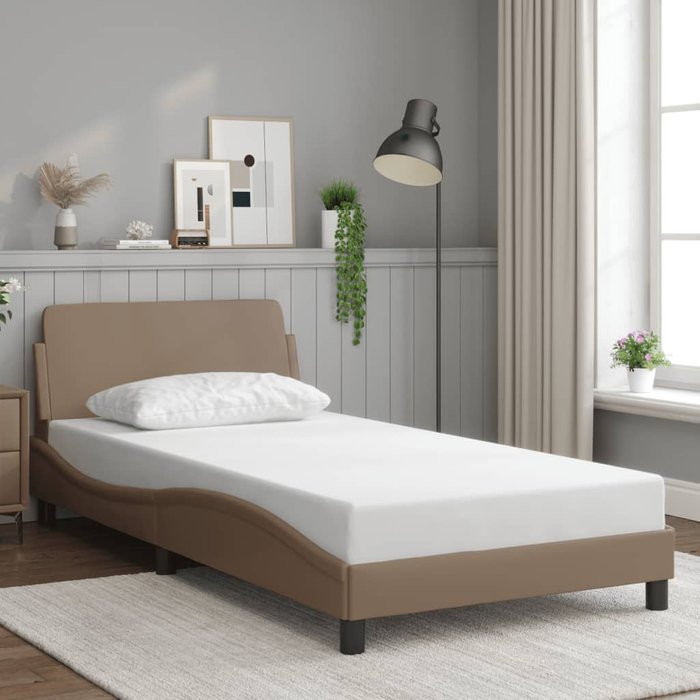 Estructura de cama dover cuero sintético capuchino 100x200cm