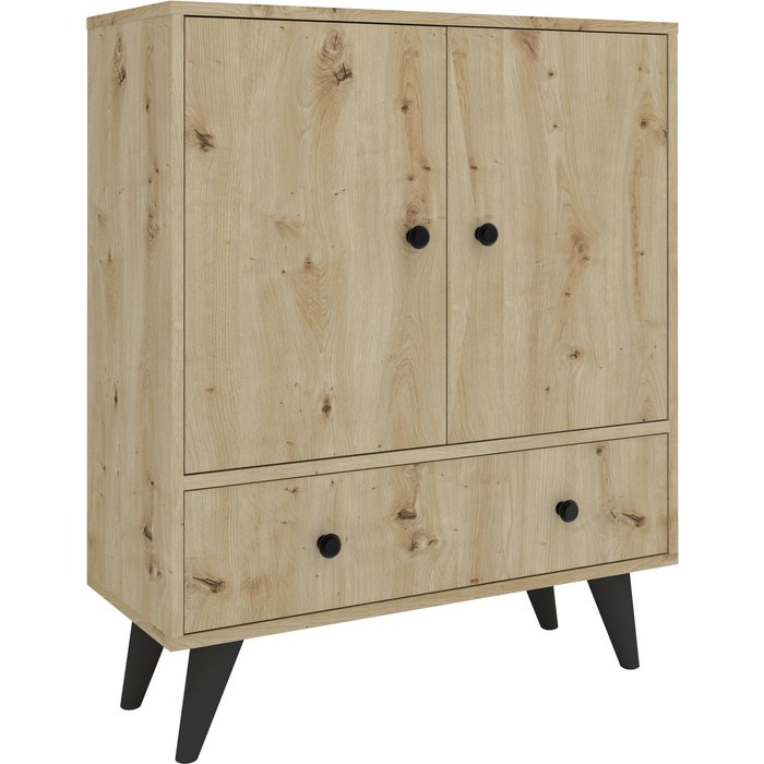 Mueble de tv haaus malta, 3 puertas, roble artisan, 75 x 30 x 90 cm