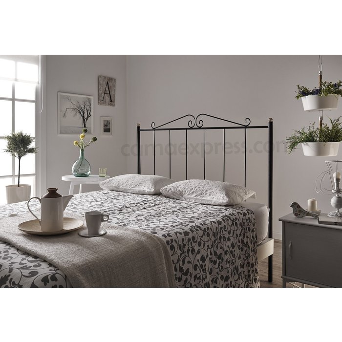 Cabecero de forja mod. 211, color negro, válido para cama de 105 cm