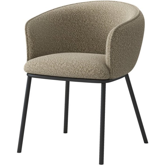 Silla de tela beige y metal negro