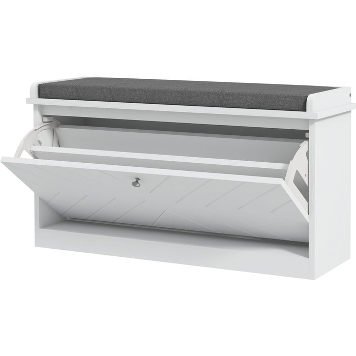 Banco zapatero homcom mdf, poliéster blanco 80x26x44.5 cm