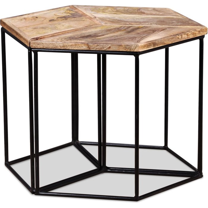 Mesa de centro de madera maciza de mango 56x48x40 cm