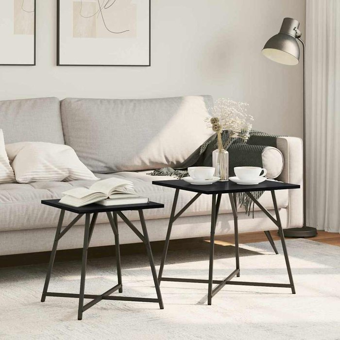 Conjunto de mesas auxiliares 2 piezas roble negro 50 x 50 x 50 cm