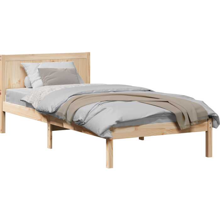 Marco de cama individual de madera de pino natural cfw23588