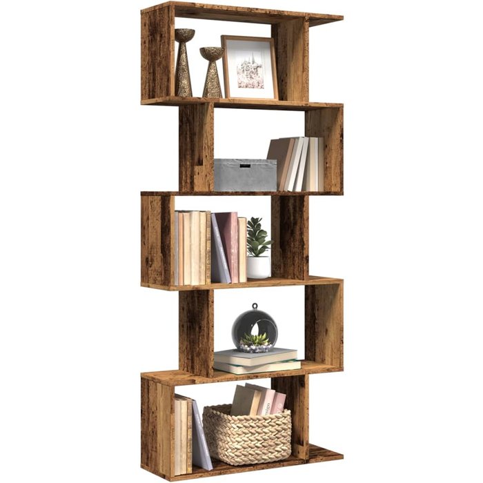 Maison exclusive - librería divisora 5 niveles madera envejecida 70x24x161 cm