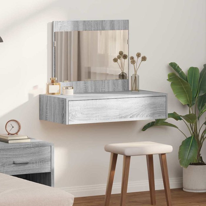 Maison exclusive - mesa tocador colgante de pared gris sonoma 83x40x70 cm
