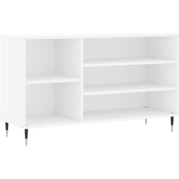 Mueble zapatero madera contrachapada blanco brillo 102x36x60 cm - comfortxl