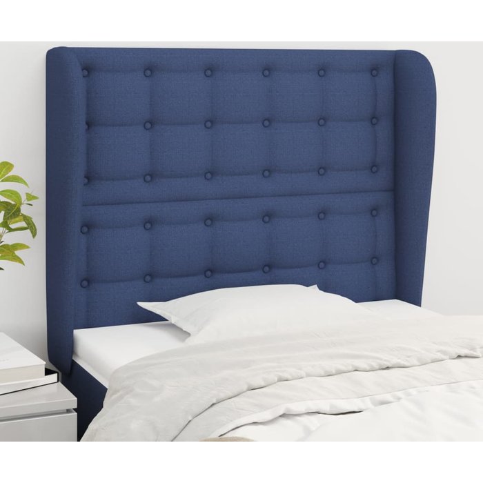 Cabecero con orejas azul 83x23x118/128 cm tela