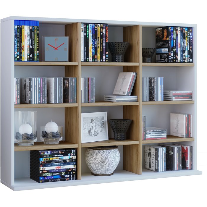 Vcm estantería megosa blanco / roble de miel h. 82 x b. 102 x t. 23 cm