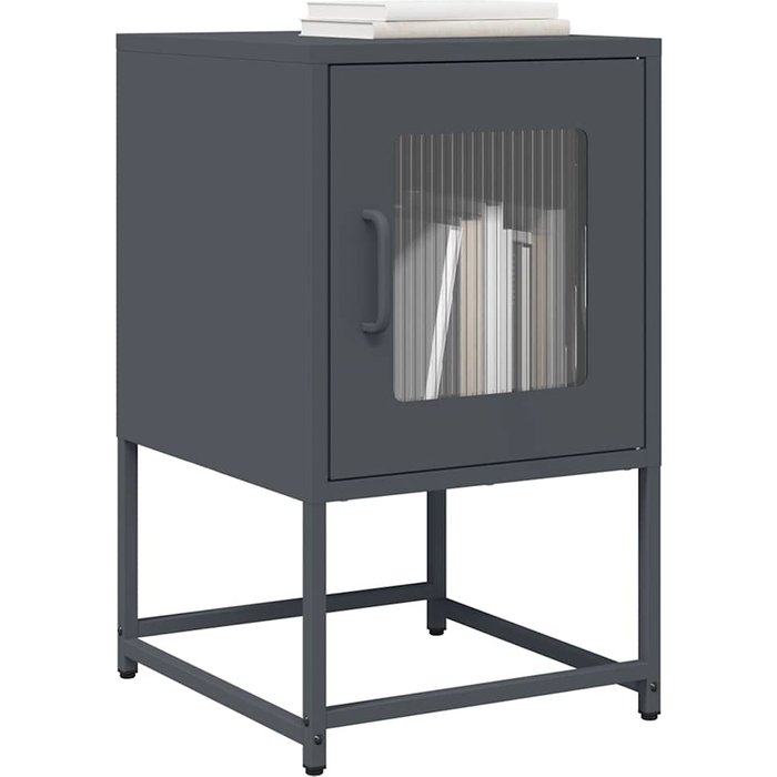 Mesita de noche color antracita, 36x39x60,5 cm, acero laminado en frío.