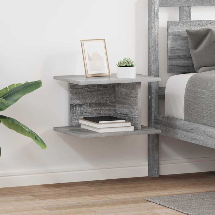 Mesita de noche, 2 piezas, gris sonoma, 40 x 30 x 25 cm