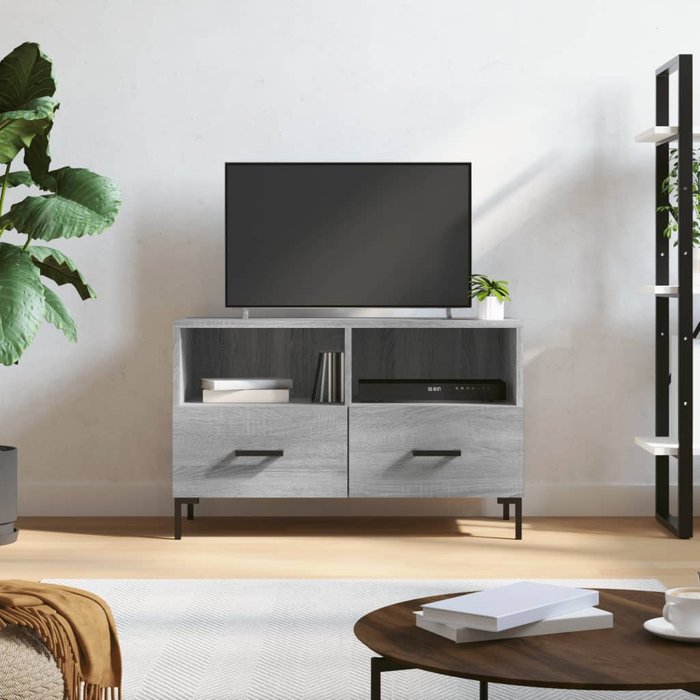Mueble de tv sonoma, gris, 80x36x50 cm, madera de ingeniería