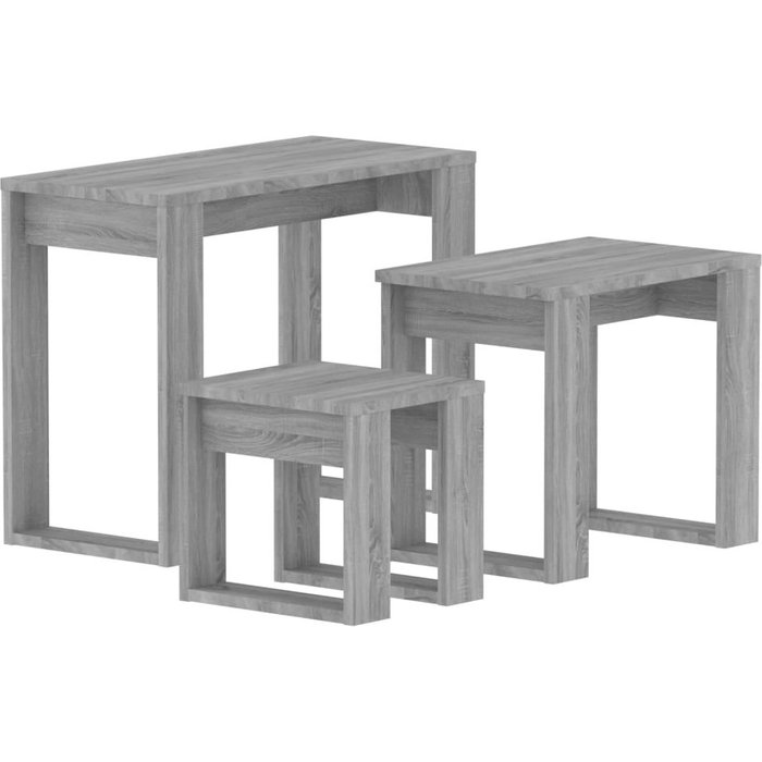 Mesas apilables de 3 piezas en contrachapado gris sonoma - comfortxl