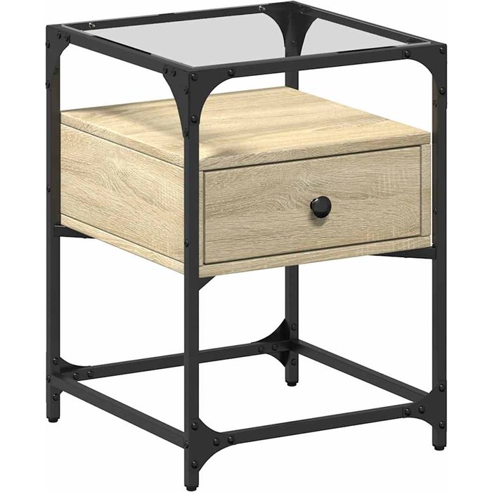 Mesita de noche madera de ingeniería roble sonoma 40x40x55 cm - comfortxl