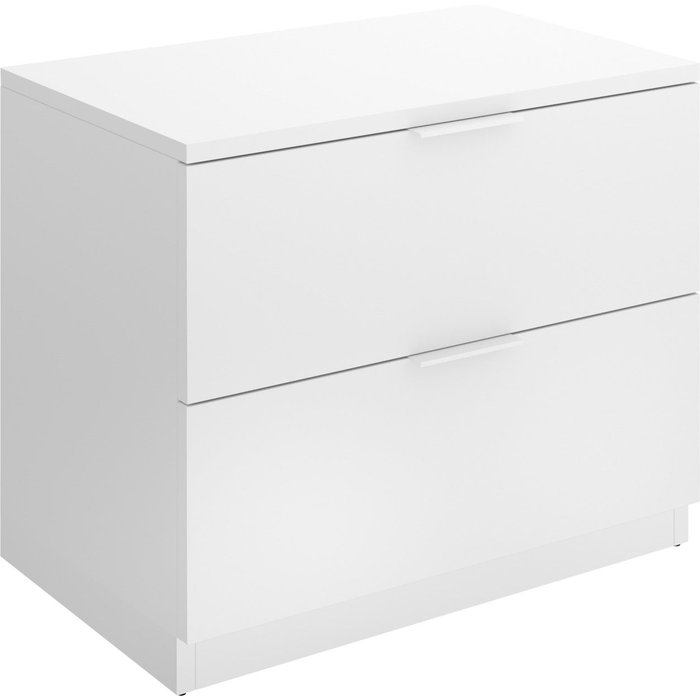 Mesita de noche 2 cajones turín blanco - mesa auxiliar moderna 46x50x34 cm