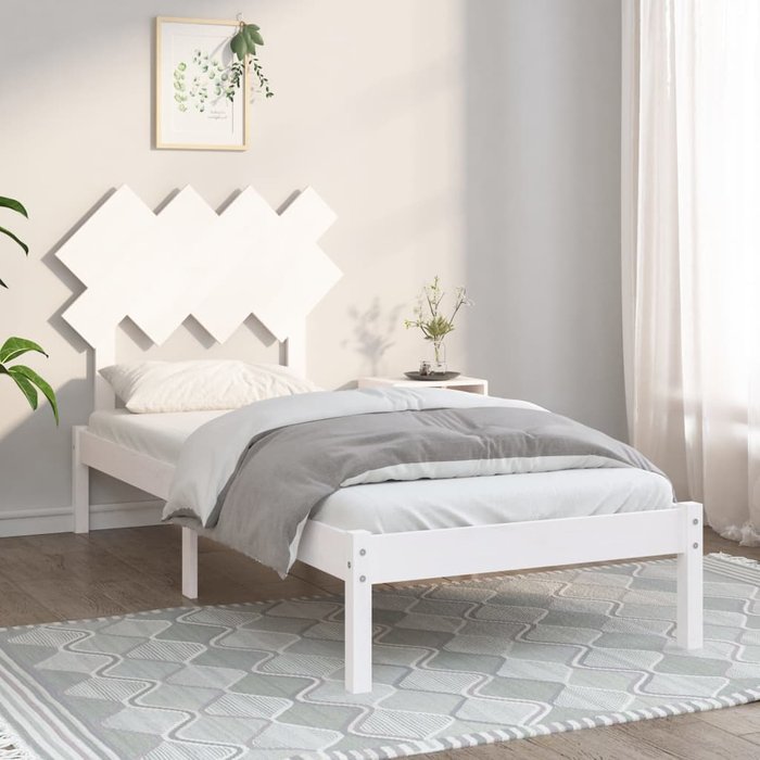 Estructura de cama blanca 90x200 cm madera maciza