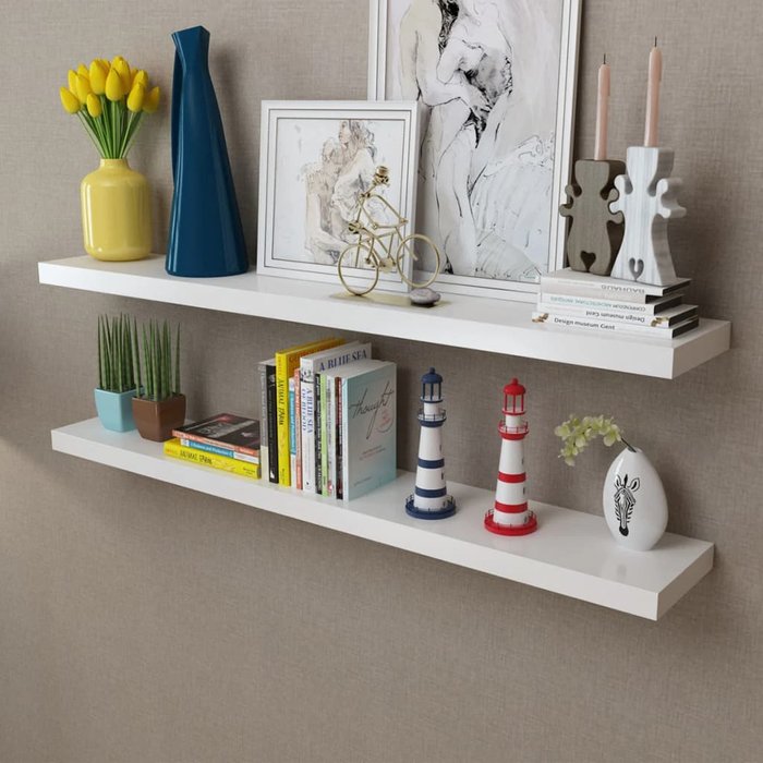 Maison exclusive - estantes flotantes de pared 2 uds mdf blanco para libros/dvd