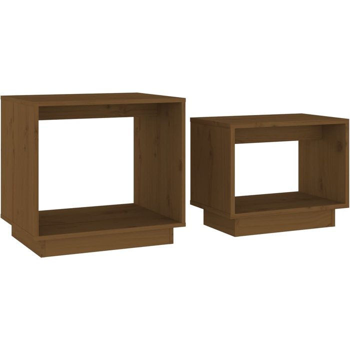 Mesas de centro apilables 2 unidades madera de pino marrón miel