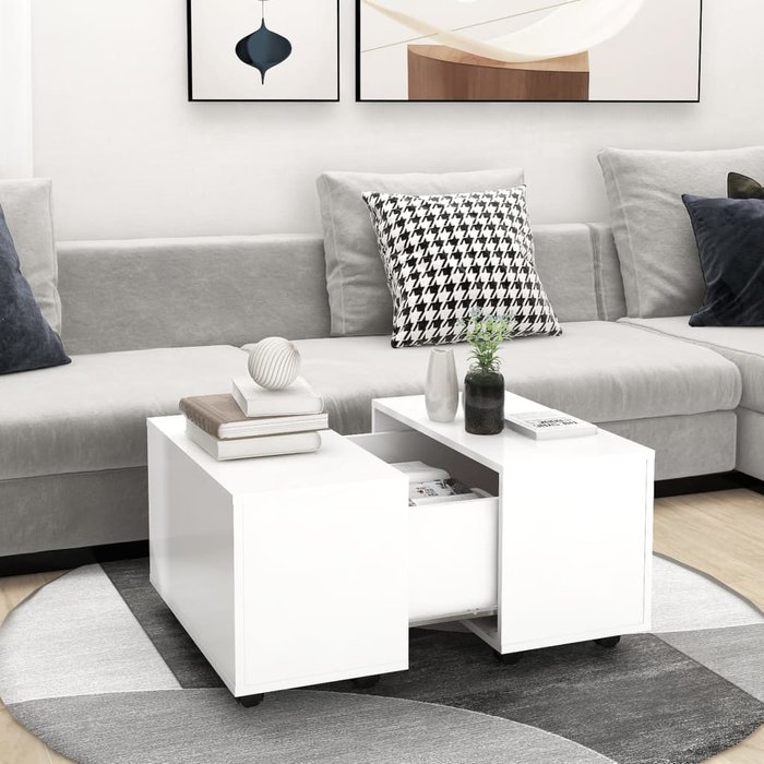 Mesa de centro aglomerado blanco 60x60x38 cm