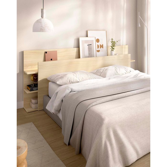 Cabecero con estantes tori 150cm (cama 140, 150 cm) - roble claro - homekit