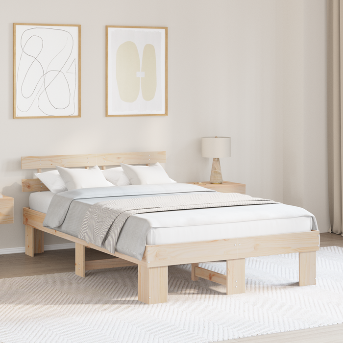 Estructura de cama natural 135 x 190 cm madera de pino macizo vidaxl