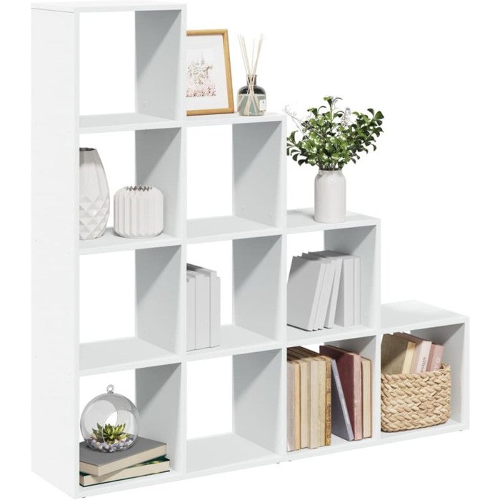 Librería divisora 4 niveles madera blanca 131,5x29x131,5 cm vidaxl