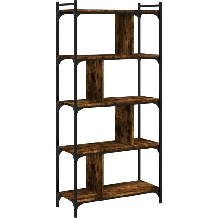Librería 5 estantes madera ingeniería roble ahumado 76x32x158cm – comfortxl