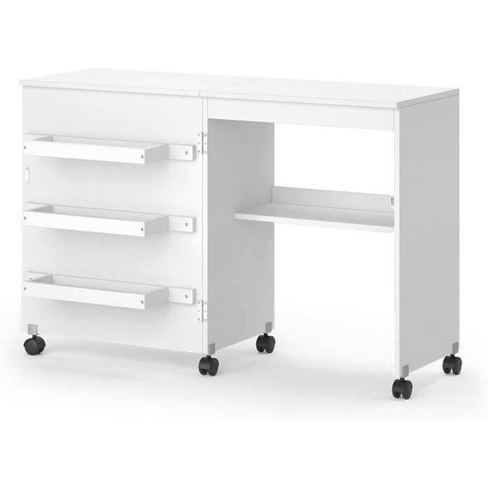 Vicco la mesa de costura carmen, blanco, 118 x 77.5 cm con 3 estantes