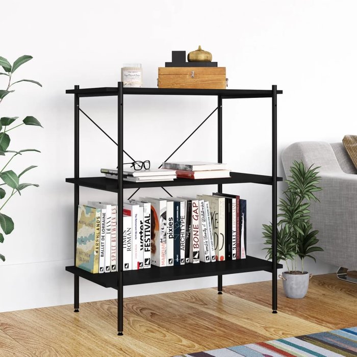 Estante de 3 niveles negro 80x40x92 cm