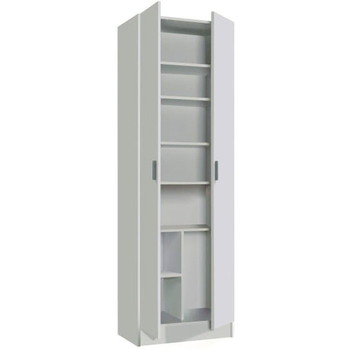Armario con 2 puertas y estantes, color blanco