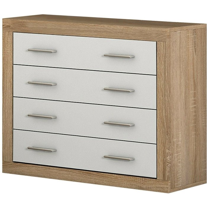 Cómoda lara - cambrian/blanco - 4 cajones - 98 x 81,5 x 39,6 cm