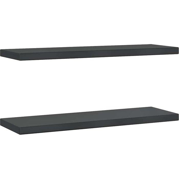 Estantes de pared 2 uds acero inoxidable negro 75x23,5x3 cm - comfortxl