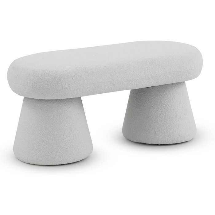Banqueta estructura y patas tapizadas en boucle blanco