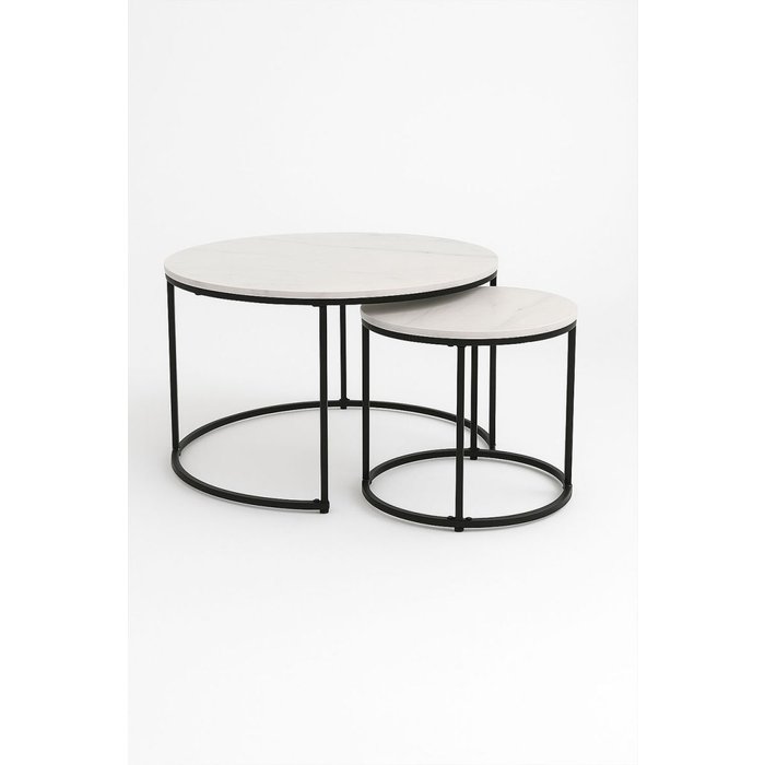 Regalos miguel - mesas auxiliares - set 2 mesas centro renty negras - mármol