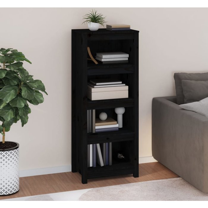 Estantería madera maciza de pino negra 50 x 35 x 125,5 cm v6648 unico / negro