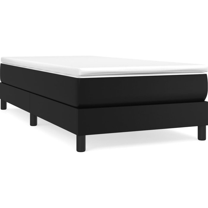 Estructura de cama sin colchón en símil piel negra 80x200 cm — comfortxl