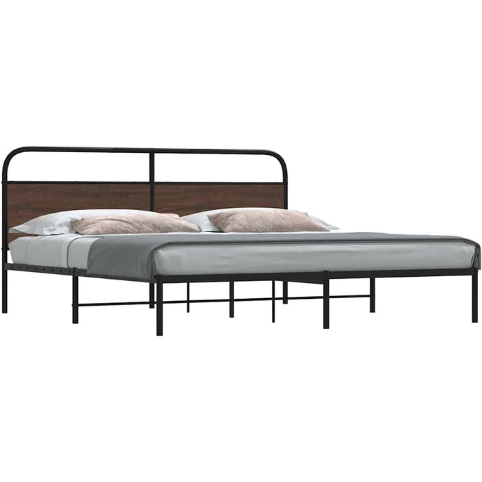 Estructura de cama sin colchón metal roble marrón 200x200 cm vidaxl