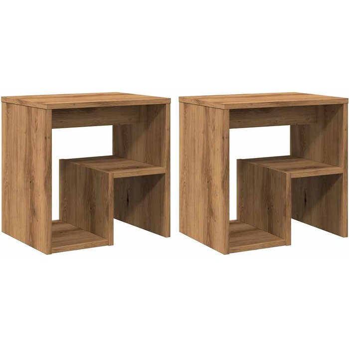 Mesitas noche 2 uds madera ingeniería roble artesanal - comfortxl